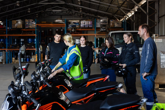 A motorcycle licence class is being taught at Territory Motorcycle Training in Darwin